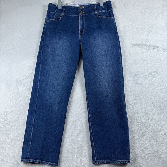 Ann Taylor Denim - Ann Taylor Straight Leg Jeans Womens Size 14 High Waist Medium Wash Blue